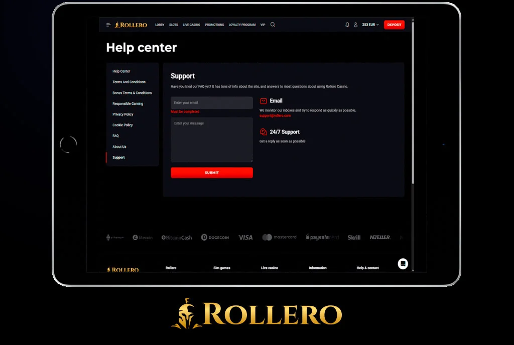 App di supporto mobile rollero casino 1024x576